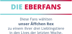 DIE EBERFANS Diese Fans wählten unser Äffchen Rex zu einem ihrer drei Lieblingstiere in den Lives der letzten Woche.