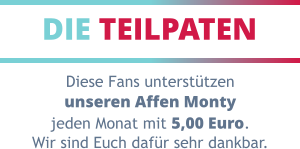 DIE TEILPATEN Diese Fans unterstützen unseren Affen Monty jeden Monat mit 5,00 Euro. Wir sind Euch dafür sehr dankbar.