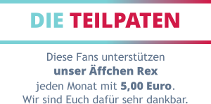 DIE TEILPATEN Diese Fans unterstützen unser Äffchen Rex jeden Monat mit 5,00 Euro. Wir sind Euch dafür sehr dankbar.